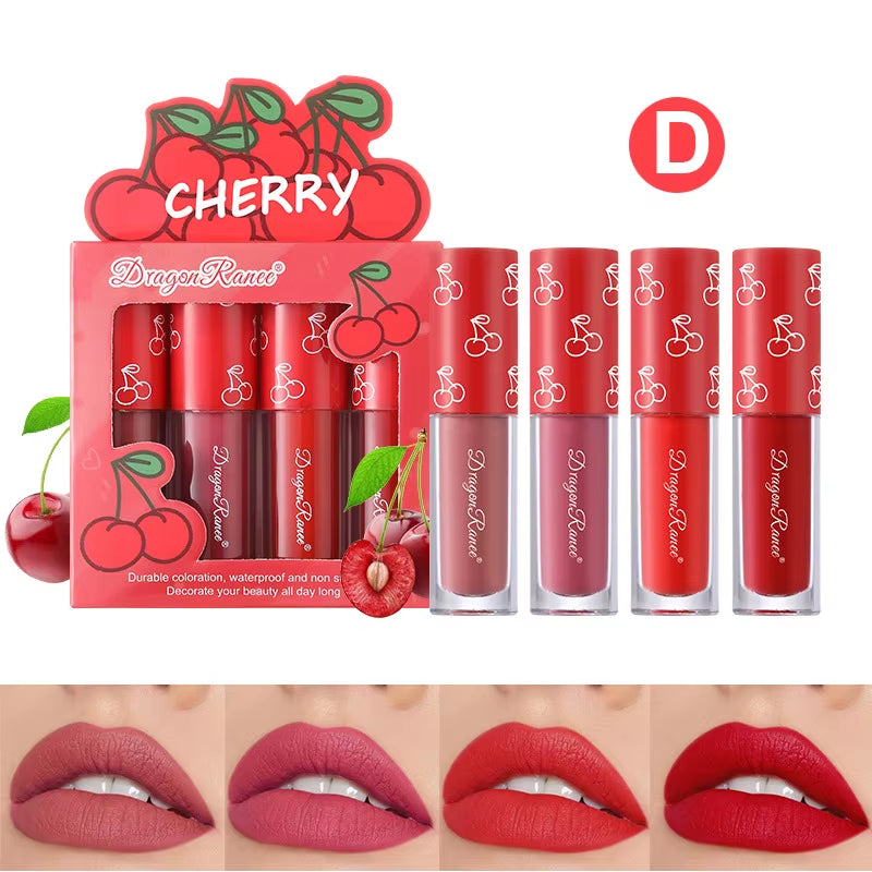 Indulge in Color: Mini Velvet Matte Lip Gloss Set - 3Pc/4Pcs, Non-Fading & Long-Lasting Fruit Scented Lip Tint for Effortless Elegance!
