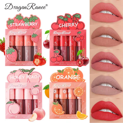 Indulge in Color: Mini Velvet Matte Lip Gloss Set - 3Pc/4Pcs, Non-Fading & Long-Lasting Fruit Scented Lip Tint for Effortless Elegance!
