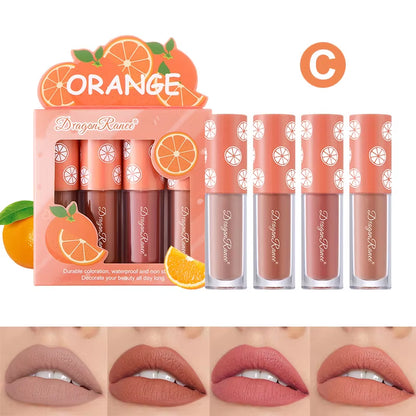Indulge in Color: Mini Velvet Matte Lip Gloss Set - 3Pc/4Pcs, Non-Fading & Long-Lasting Fruit Scented Lip Tint for Effortless Elegance!