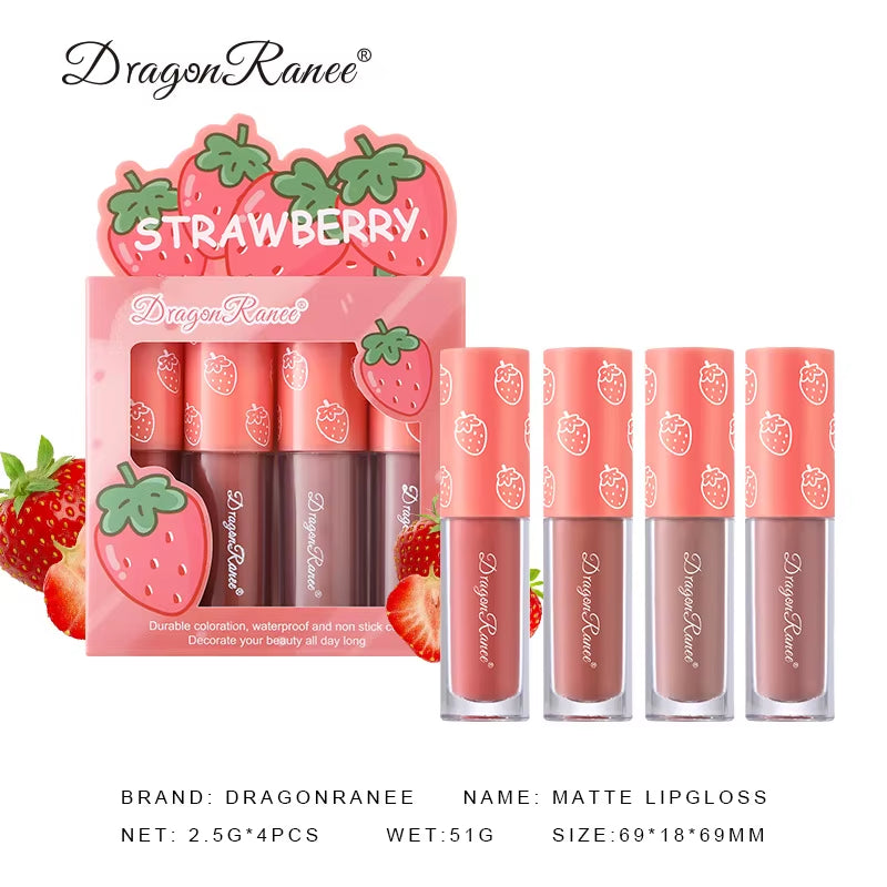 Indulge in Color: Mini Velvet Matte Lip Gloss Set - 3Pc/4Pcs, Non-Fading & Long-Lasting Fruit Scented Lip Tint for Effortless Elegance!