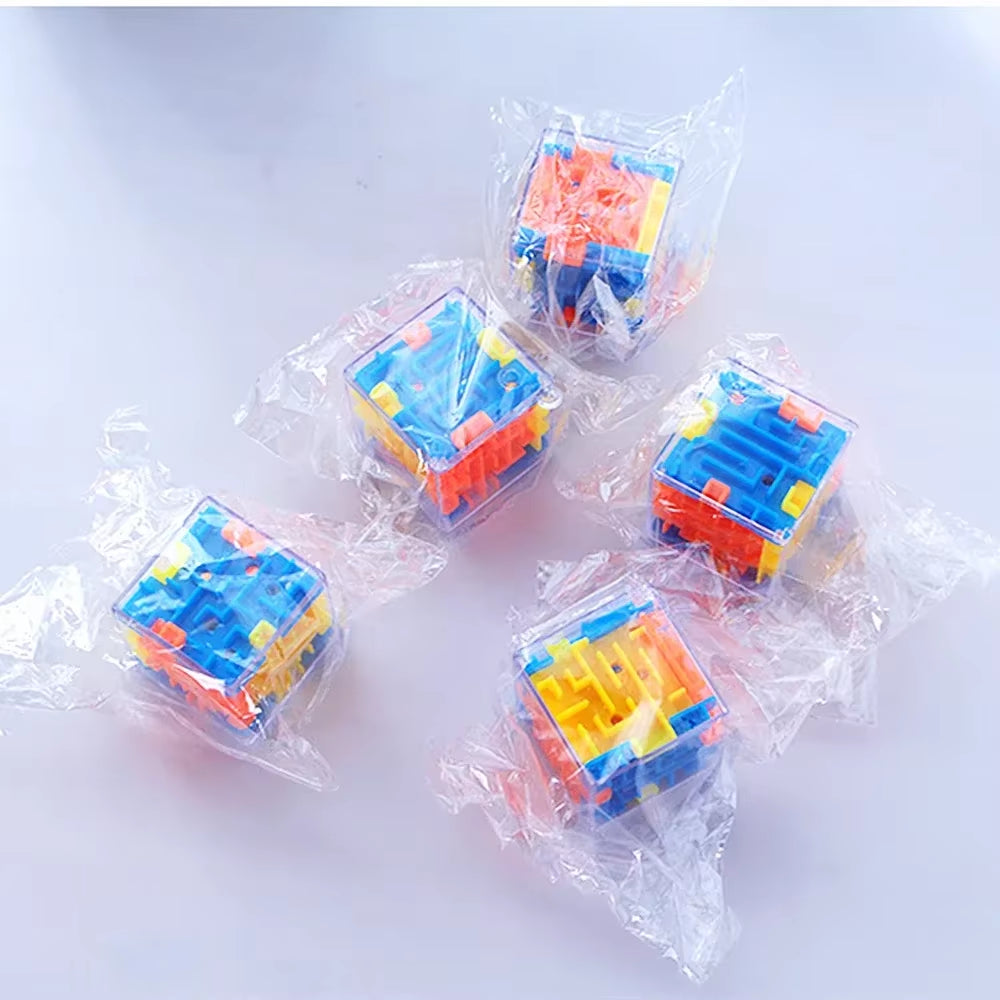 Mini 3D Maze Magic Cube Six-Sided Transparent Puzzle Speed Cube Rolling Ball Cubes Maze Toys for Stress Reliever Toys