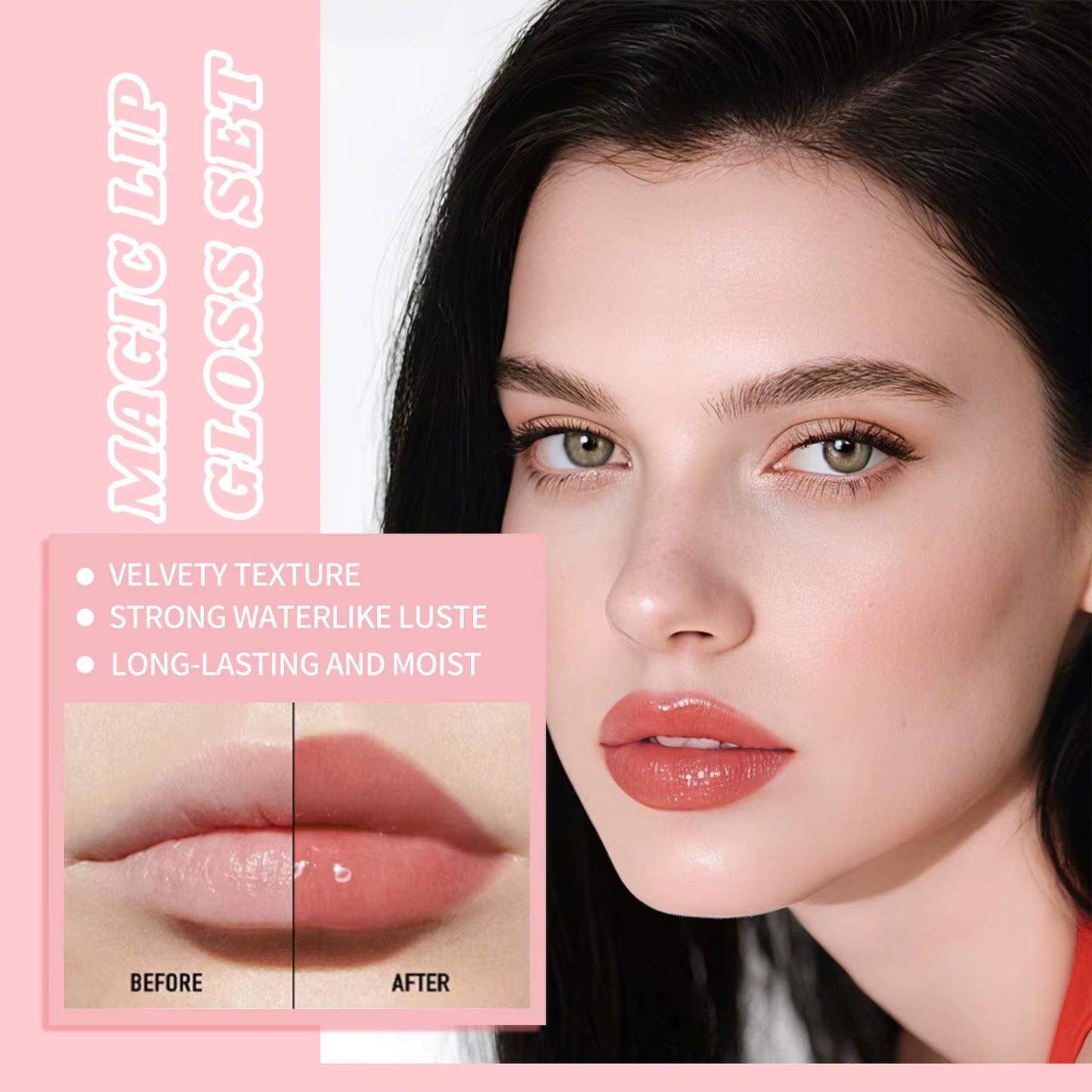 Indulge in Glamour: 6 Pcs Sparkling Lip Gloss Set - Moisturizing, Non-Stick, and Perfect for Every Occasion!