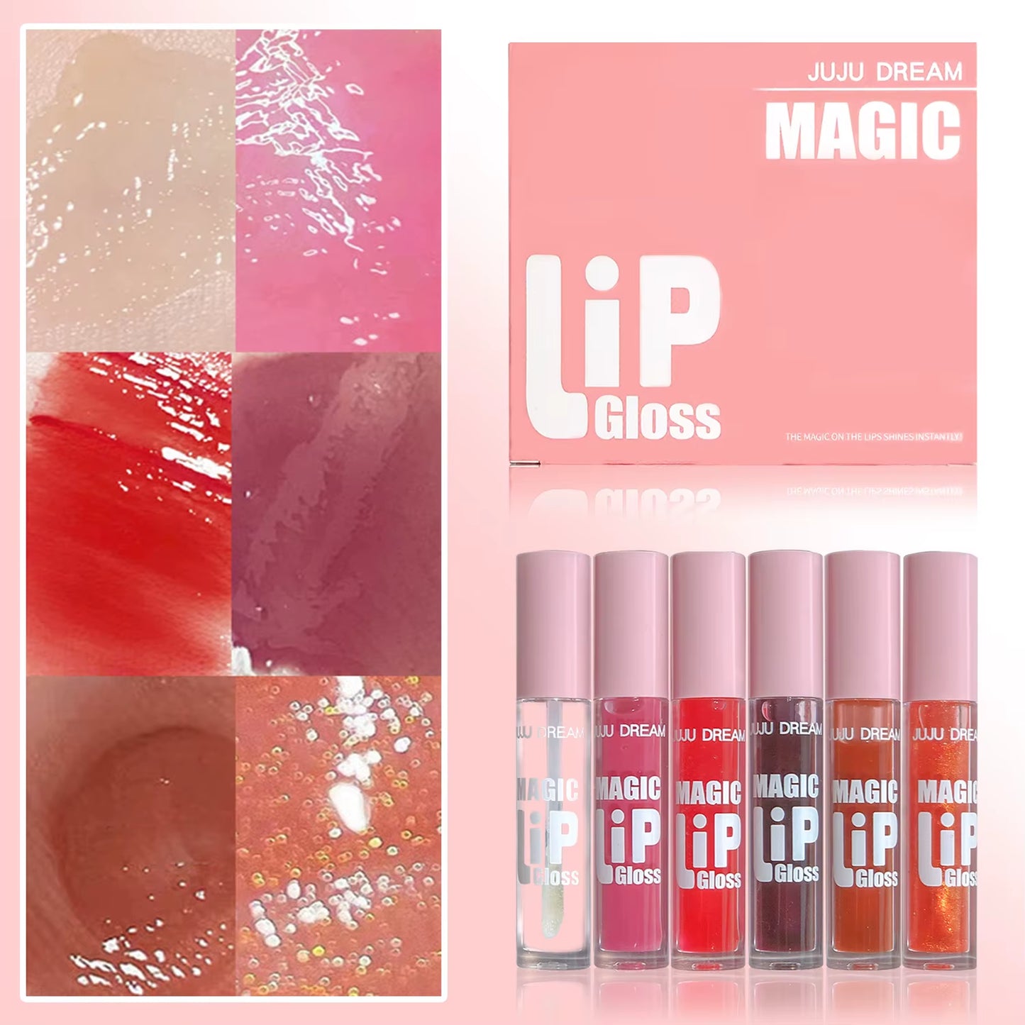 Indulge in Glamour: 6 Pcs Sparkling Lip Gloss Set - Moisturizing, Non-Stick, and Perfect for Every Occasion!
