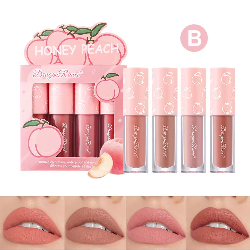 Indulge in Color: Mini Velvet Matte Lip Gloss Set - 3Pc/4Pcs, Non-Fading & Long-Lasting Fruit Scented Lip Tint for Effortless Elegance!